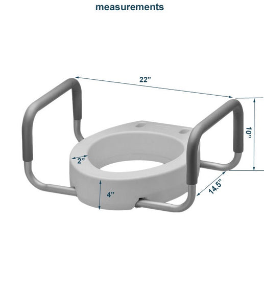 MOBB 4 inch Raised Toilet Seat with Arms:  Elongated